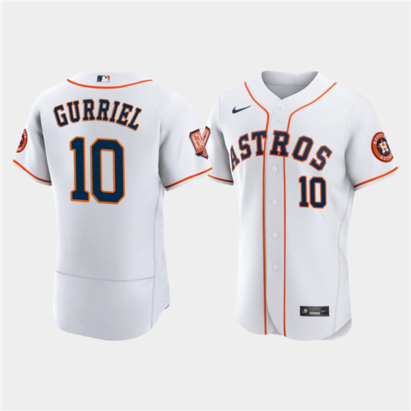 Men's Houston Astros #10 Yuli Gurriel White 60th Anniversary Flex Base Stitched Baseball Jersey Men's Houston Astros #10 Yuli Gurriel White 60th Anniversary Flex Base Stitched Baseball Jersey